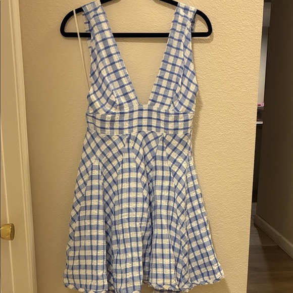 Free People Lavender and White Checkered Mini Dress - Picture 3 of 6